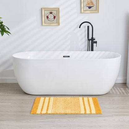 CozeCube Harvest Gold Striped 36"x24" Non Slip Washable Bath Mat