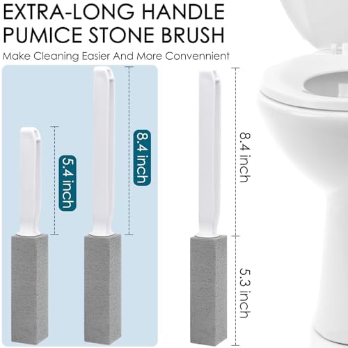 12 Pack Pumice Stone Toilet Bowl Cleaner with Extra Long Handle, Pumice Stone for Toilet Cleaning Toilet Stain Remover Heavy Duty Pumice Toilet Scrubber Brush Removes Hard Water Stains Limescale