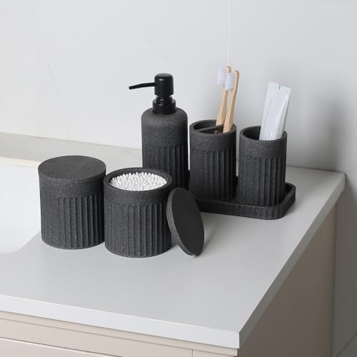 INIUNIK Bathroom Accessory Set, 6 Pieces, Dark Grey