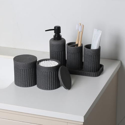 INIUNIK Bathroom Accessory Set, 6 Pieces, Dark Grey