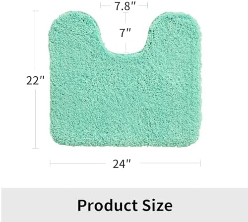 Disolla Toilet Mat 22x24 Mint Green - Non Slip Fluffy U-Shaped Contour Rug, Ultra-Soft Plush Toilet Floor Mat, Absorbent & Machine Washable
