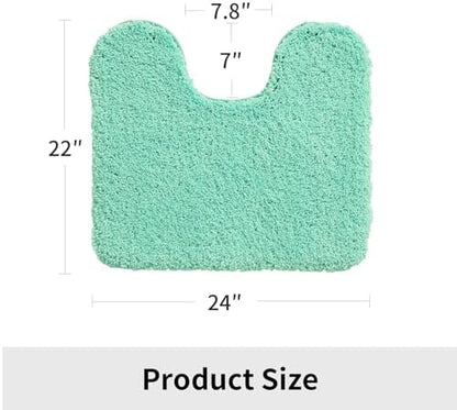 Disolla Toilet Mat 22x24 Mint Green - Non Slip Fluffy U-Shaped Contour Rug, Ultra-Soft Plush Toilet Floor Mat, Absorbent & Machine Washable