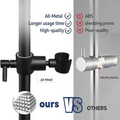 Shower Slide Bar Adjustable Handheld Shower Head Holder Wall Mount - 15inch All-Metal Shower Head Slide Bar Compatible with Bathroom Drill Free Glue Installation - Black