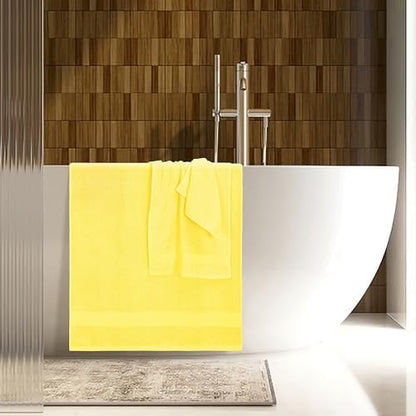 Belizzi Home 8 Piece Towel Set 100% Ring Spun Cotton, 2 Bath Towels 27x54, 2 Hand Towels 16x28 and 4 Washcloths 13x13 - Ultra Soft Highly Absorbent Machine Washable Hotel Spa Quality - Lime Yellow