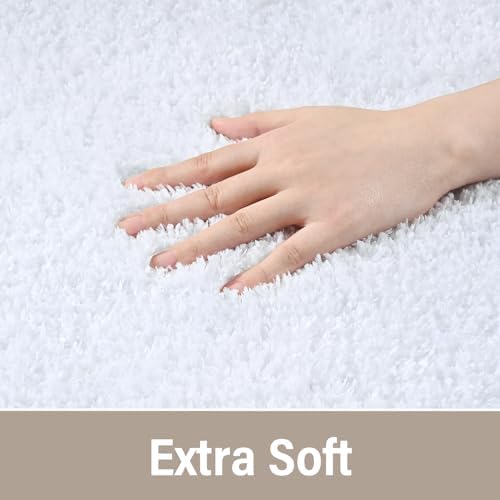 LOCHAS Bathroom Rug Runner 24x84 Inch, Bath Rugs Non Slip, White