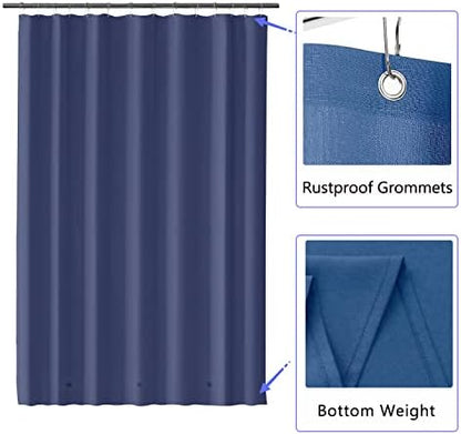 LLSCL Blue Fabric Shower Curtain Liner with Bottom Counterweight, Waterproof Hotel Quality, 72 x 72 Machine Washable