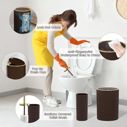 Brown Bathroom Accessories Set, 10PC Bathroom Set
