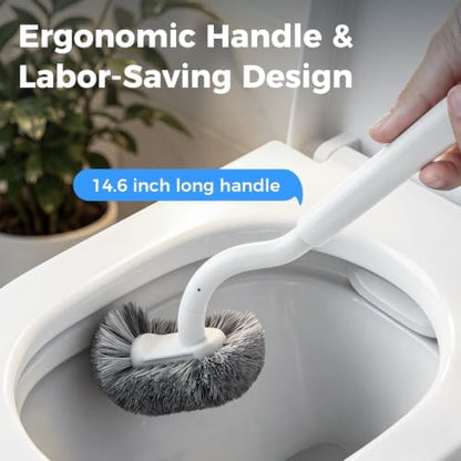 Bathroom Toilet Brush, OSCIOSS Toilet Bowl Brush with Ergonomic Design, Compact Size, Durable Bristles, Wall Mounted RV Toilet Brush for Bathroom Cleaning (White, 2pack)