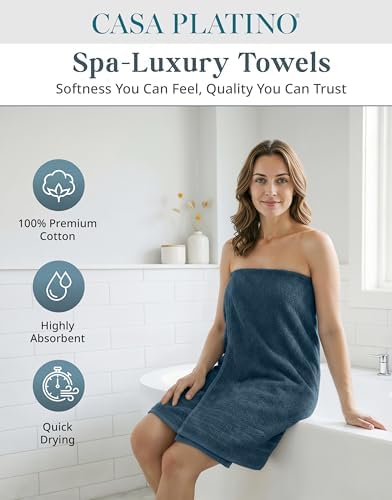 Casa Platino Bathroom Towel Set 24 Piece Soft Absorbent - Steel Blue