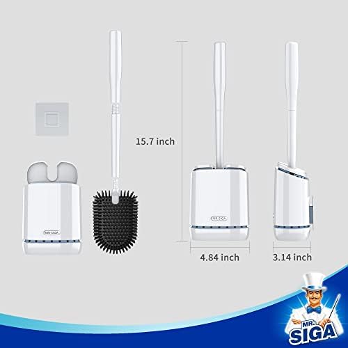 MR.SIGA Toilet Bowl Brush and Holder, Wall Mounted Toilet Brush, White