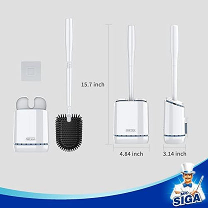 MR.SIGA Toilet Bowl Brush and Holder, Wall Mounted Toilet Brush, White