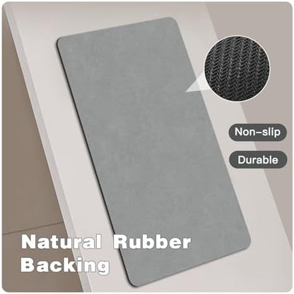 TYUU Thin Bath Mat Runner, Bathroom Rugs Non Slip Washable 17x59 Light Grey