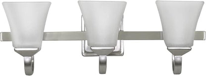 Design House 514760 Torino Traditional 3-Light Indoor Bathroom Vanity Light Dimmable Snow Glass for Over the Mirror, Satin Nickel