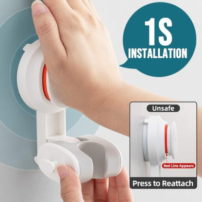 TAILI Shower Head Holder Suction,Visible Safety,with Hooks,White