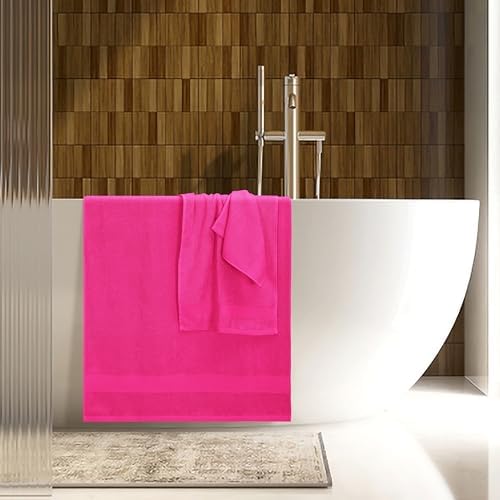 Belizzi Home 8 Piece Towel Set 100% Ring Spun Cotton, 2 Bath Towels 27x54, 2 Hand Towels 16x28 and 4 Washcloths 13x13 - Ultra Soft Highly Absorbent Machine Washable Hotel Spa Quality - Hot Pink