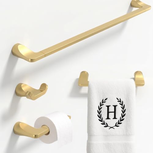Mega Handles Bathroom Accessory Set Satin Brass - 4-Piece, Towel Bar, Hooks