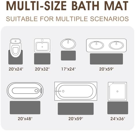 Memory Foam Bath Mat Set 3 Piece, Ultra Soft Absorbent Waffle Bathroom Rugs, Super Non-Slip PVC Backing Bath Rug Quick Dry, Machine Washable Rug for Tub, Shower, Home Decor Accessory, Dark Gray