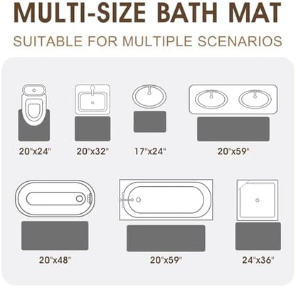 Memory Foam Bath Mat Set 3 Piece, Ultra Soft Absorbent Waffle Bathroom Rugs, Super Non-Slip PVC Backing Bath Rug Quick Dry, Machine Washable Rug for Tub, Shower, Home Decor Accessory, Dark Gray