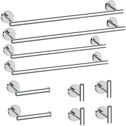 Newfun 10 Pieces Polished Chrome Bathroom Hardware Set 24 Inch