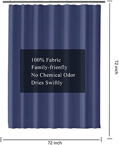 LLSCL Blue Fabric Shower Curtain Liner with Bottom Counterweight, Waterproof Hotel Quality, 72 x 72 Machine Washable