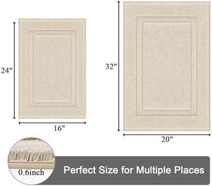 SHACOS Soft Microfiber Bathroom Rugs Set of 2 Pieces, Light Beige