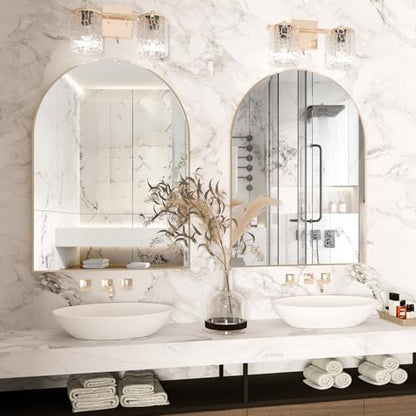 Arched Wall Mirror for Bathroom, 30"x40" Arched Mirror Wall Mounted Mirror with Metal Frame, Gold Vanity Mirror Decor for Mantle, Bedroom, Entryway, Living Room