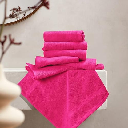 GLAMBURG Ultra Soft 12-Piece Washcloths Set 13x13-100% Ringspun Cotton - Durable & Highly Absorbent Face Towels - Ideal for use in Bathroom, Kitchen, Gym, Spa & General Cleaning - Hot Pink