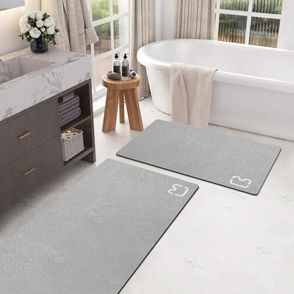 RUERYA Bathroom Rugs and Mats Set 2 Piece Diatomaceous Earth Bath Mat,Gery