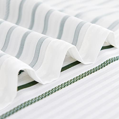 jinchan Small Stall Shower Curtain 36x72 inches Green and White Modern Farmhouse Striped Waterproof Fabric Shower Curtains for Bathroom with 7 Hooks Machine Washable
