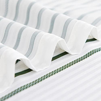 jinchan Small Stall Shower Curtain 36x72 inches Green and White Modern Farmhouse Striped Waterproof Fabric Shower Curtains for Bathroom with 7 Hooks Machine Washable