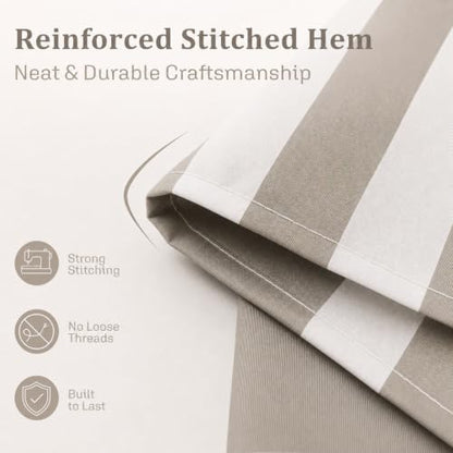 Ohocut Vertical Striped Shower Curtain, Cute Retro Vintage Khaki Beige Stripe Bathroom Shower Curtain, Waterproof Polyester Fabric Modern Bath Curtain for Bathroom 72x72 Inches
