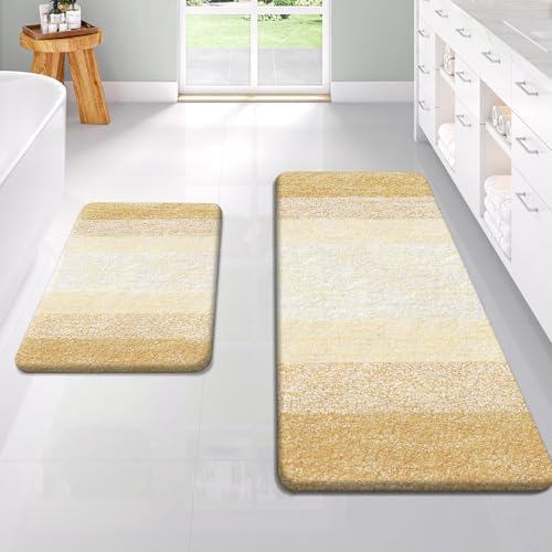OLANLY Micorfiber Bathroom Rug Set 2 Piece, 47"x20"+24"x16"