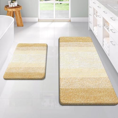 OLANLY Micorfiber Bathroom Rug Set 2 Piece, 47"x20"+24"x16"