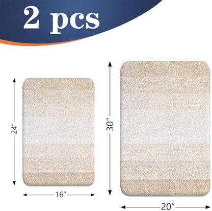 OLANLY Micorfiber Bathroom Rug Set 2 Piece, 30"x20"+24"x16"