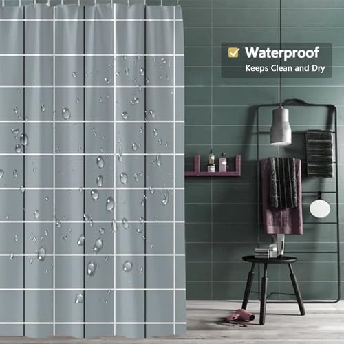 LLSCL Fabric Shower Curtain Liner with Magnets, Waterproof Hotel Quality, 72 x 72 Machine Washable
