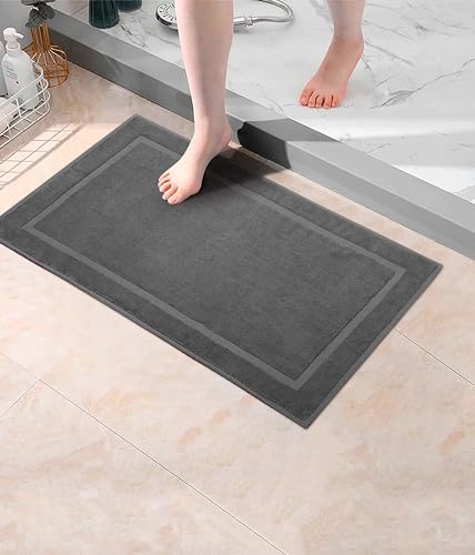 COTTON CRAFT Bath Mats - 2 Pack Tub Shower Floor Mat - 21x30- Charcoal Grey