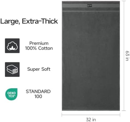 REDKISS 2 Pack Large Bath Towels Set, 100% Cotton, 32x63 in, Heavyweight 760G, Highly Absorbent & Quick Dry, Super Soft Luxury Towels for Bathroom,Hotel Collection - Gray Green