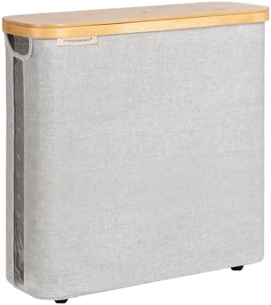 StorageWorks Toilet Paper Storage Basket with Bamboo Lid & Window