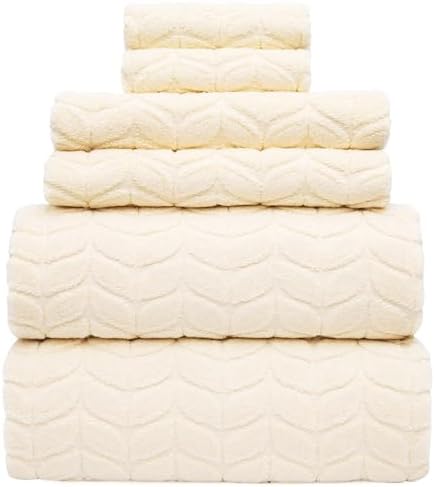 Alusa Home Ultra Soft & Stylish 700 GSM Luxury Bath Towels - 100% Zero-Twist, Long-Staple Cotton - Remarkably Absorbent & Quick Drying - 6 Piece Towel Set (Papyrus)