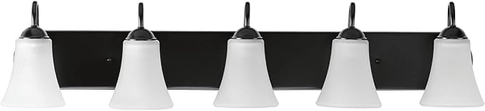 Progress Lighting Classic Collection 5-Light Etched Glass Traditional Bath Vanity Light Matte Black