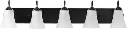 Progress Lighting Classic Collection 5-Light Etched Glass Traditional Bath Vanity Light Matte Black