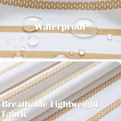 jinchan Taupe and White Shower Curtain for Bathroom Modern Farmhouse Striped Waterproof Fabric Shower Curtain Set with 12 Hooks Machine Washable 70x72 Inches