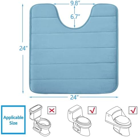Buganda Memory Foam U-Shaped Toilet Rugs 24 x 24, Absorbent Bathroom mat