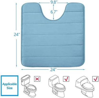 Buganda Memory Foam U-Shaped Toilet Rugs 24 x 24, Absorbent Bathroom mat