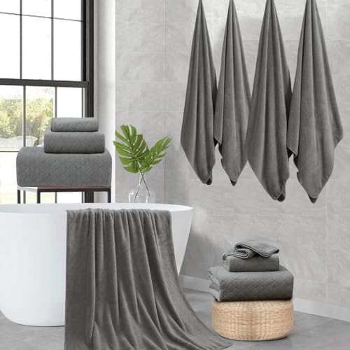 Ycosy Extra Large Bath Towels Set 35x70 Inches - Luxury 600 GSM Oversized Bath Sheet Towel,Ultra Soft Microfiber - Quick Dry,Highly Absorbent Shower Towels Spa Hotel Bathroom Towel Set (4-Pack,Brown)