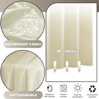 No Hook Shower Curtain and Liner Set for Bathroom, Cream, 71" x 74"