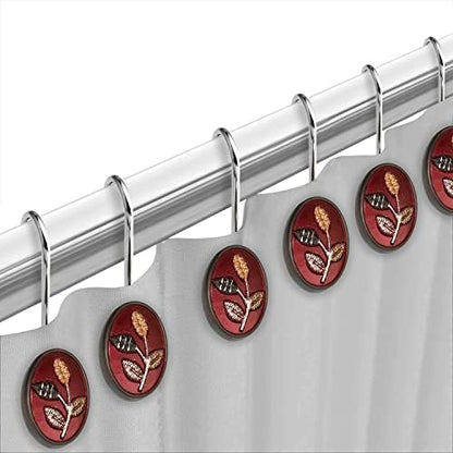 Zahari Home Aubury Shower Hooks Set - Rust-Proof Curtain Rings with Unique Design - 12 Resin Hooks for Customizing Your Shower Space