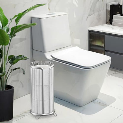 Toilet Paper Holder Stand, Freestanding Toilet Paper Storage,Silver