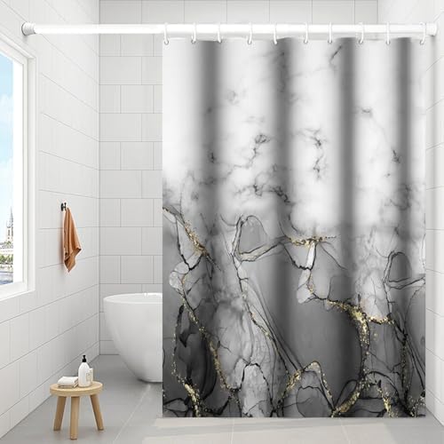 Gray Marble RV Stall Waterproof Shower Curtain 60x72 inches
