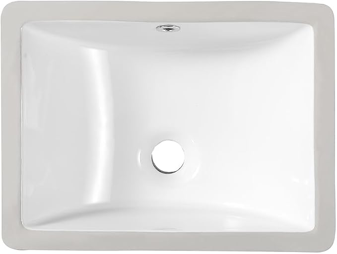 16 Inch Small Rectangle Undermount Bathroom Sink Vessel Sink Lavatory Ceramic White Vanity Top Sink with Overflow (15.7"X11.8")